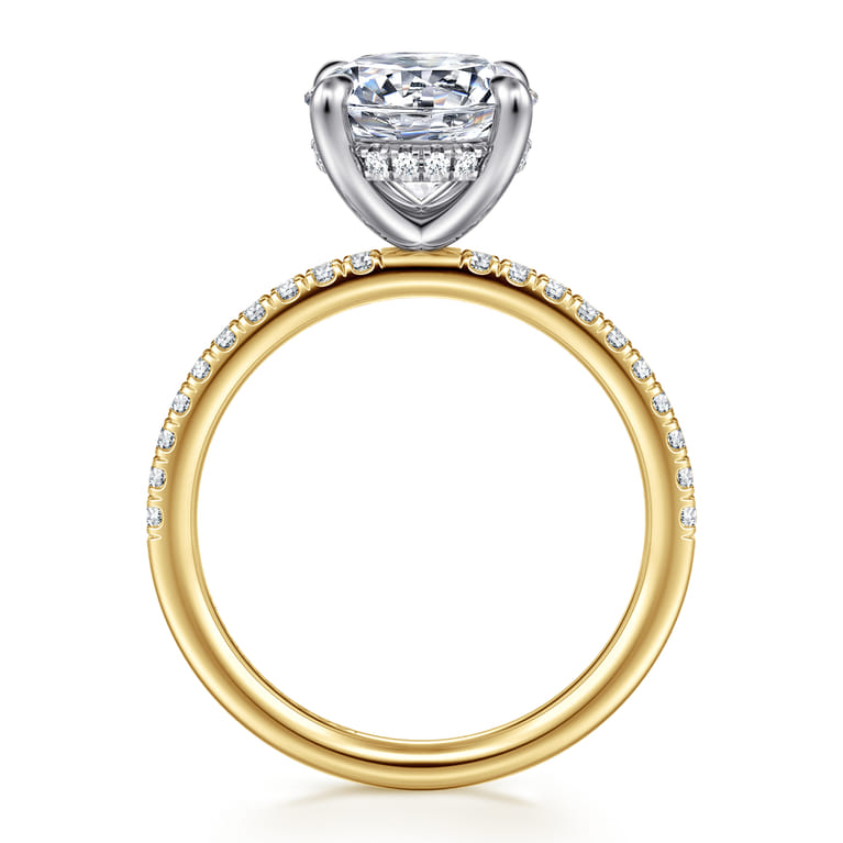 Allison - 14K White-Yellow Gold Round Hidden Halo Diamond Engagement Ring - 0.25 ct - Shot 2