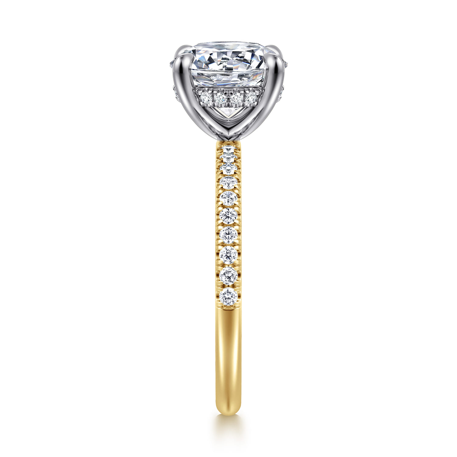 Allison - 14K White-Yellow Gold Round Hidden Halo Diamond Engagement Ring - 0.25 ct - Shot 4