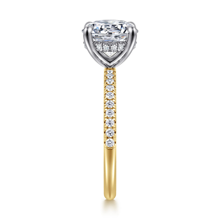 Allison - 14K White-Yellow Gold Round Hidden Halo Diamond Engagement Ring - 0.25 ct - Shot 4