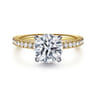 Allison - 14K White-Yellow Gold Round Hidden Halo Diamond and Engagement Ring - 0.25 ct