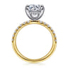 Adela - 14K Yellow-White Gold Round Hidden Halo Diamond Engagement Ring - 0.43 ct