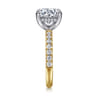 Adela - 14K Yellow-White Gold Round Hidden Halo Diamond Engagement Ring - 0.43 ct