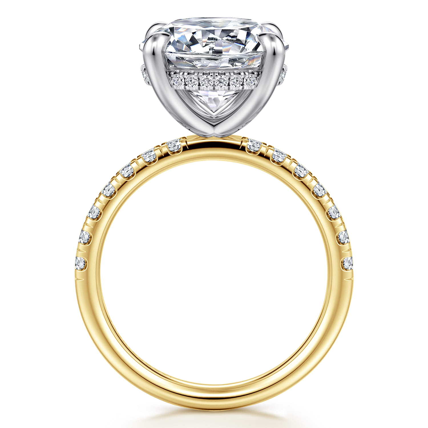 Adela - 14K Yellow-White Gold Round Hidden Halo Diamond Engagement Ring - 0.5 ct - Shot 2