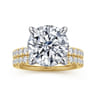 Adela - 14K Yellow-White Gold Round Hidden Halo Diamond Engagement Ring - 0.5 ct
