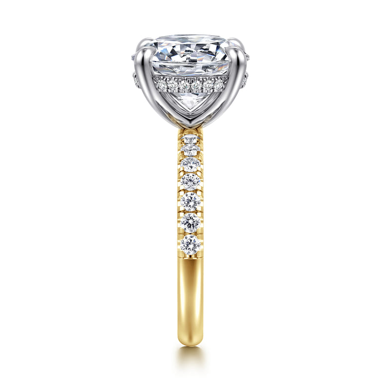 Adela - 14K Yellow-White Gold Round Hidden Halo Diamond Engagement Ring - 0.5 ct - Shot 5