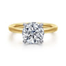 Austria - 14K White-Yellow Gold Hidden Halo Round Diamond Engagement Ring - 0.09 ct