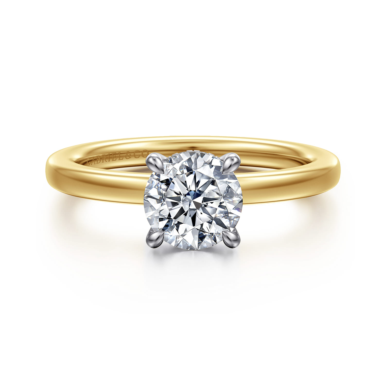 Austria - 14K White-Yellow Gold Hidden Halo Round Diamond Engagement Ring - 0.05 ct - Shot 1