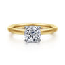 Austria - 14K White-Yellow Gold Hidden Halo Round Diamond Engagement Ring - 0.05 ct