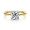 Austria - 14K White-Yellow Gold Hidden Halo Round Diamond Engagement Ring - 0.07 ct