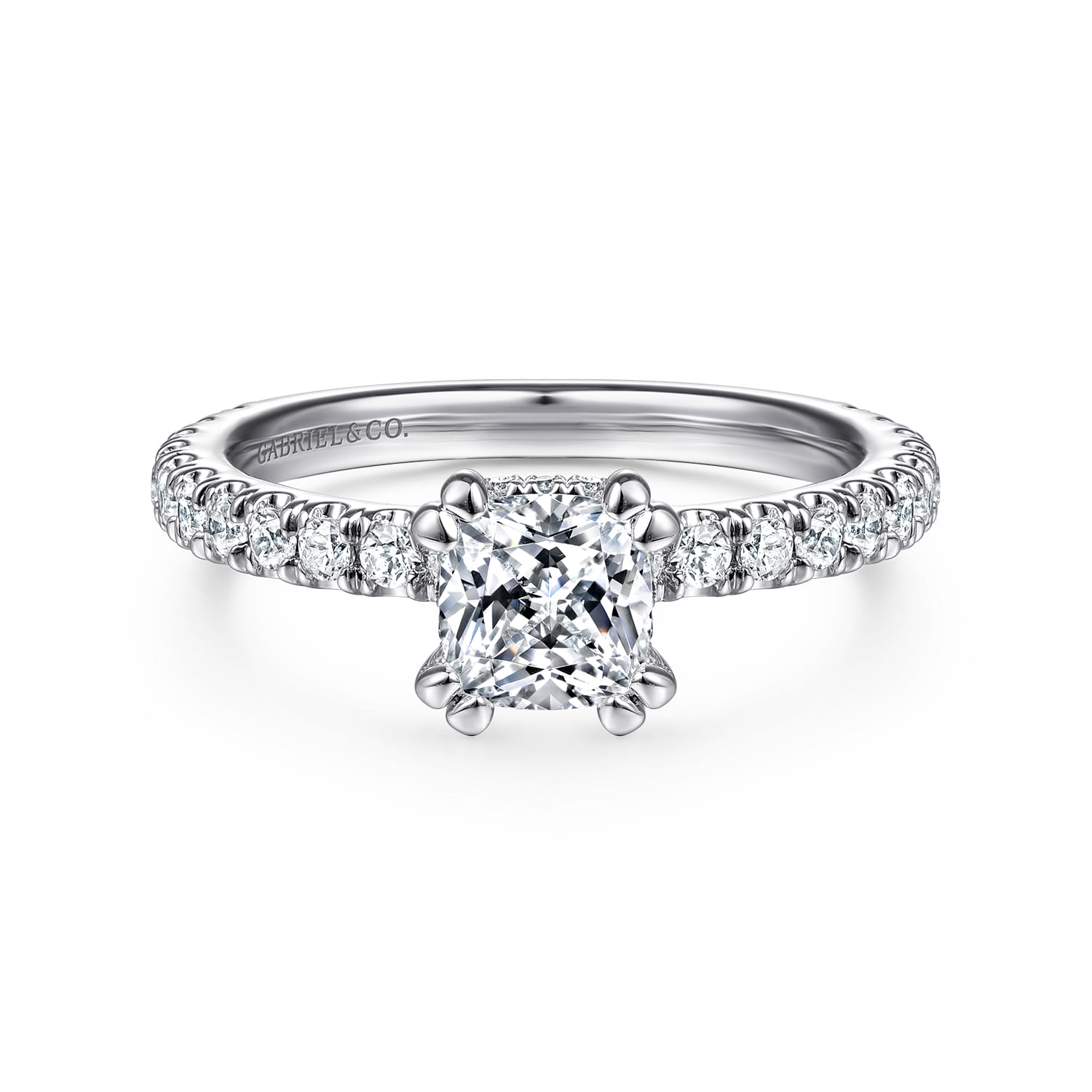 Alina - Platinum Hidden Halo Diamond Engagement Ring - 0.5 ct - Shot 1