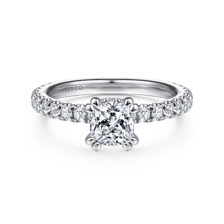 Alina - Platinum Hidden Halo Diamond Engagement Ring - 0.5 ct - Shot 1
