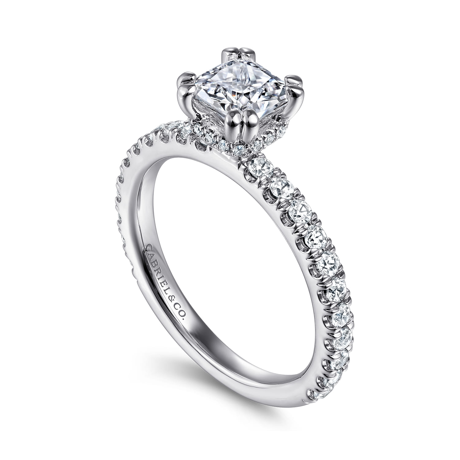 Alina - Platinum Hidden Halo Diamond Engagement Ring - 0.5 ct - Shot 3