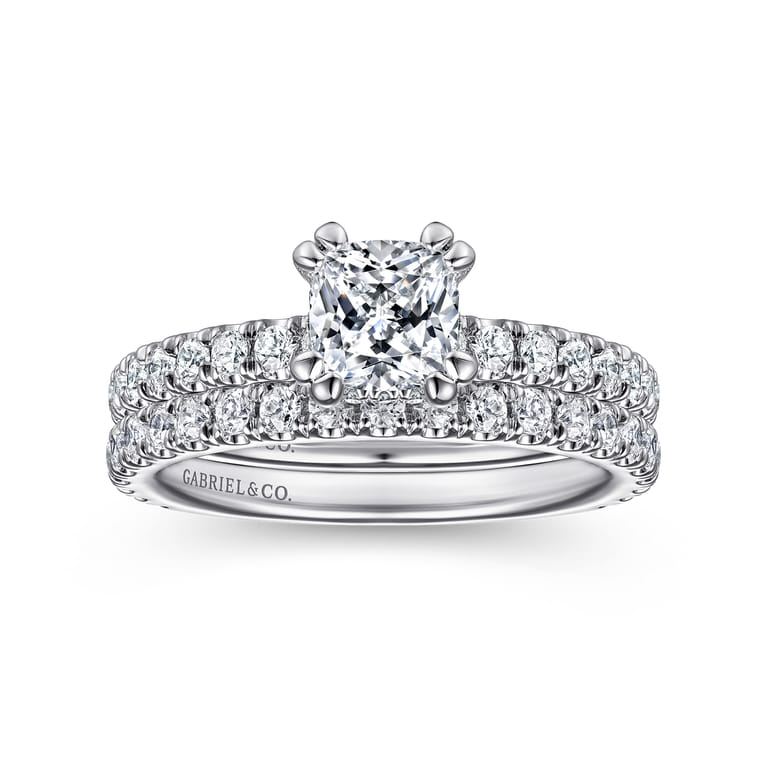 Alina - Platinum Hidden Halo Diamond Engagement Ring - 0.5 ct - Shot 4