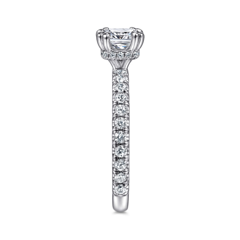 Alina - Platinum Hidden Halo Diamond Engagement Ring - 0.5 ct - Shot 5