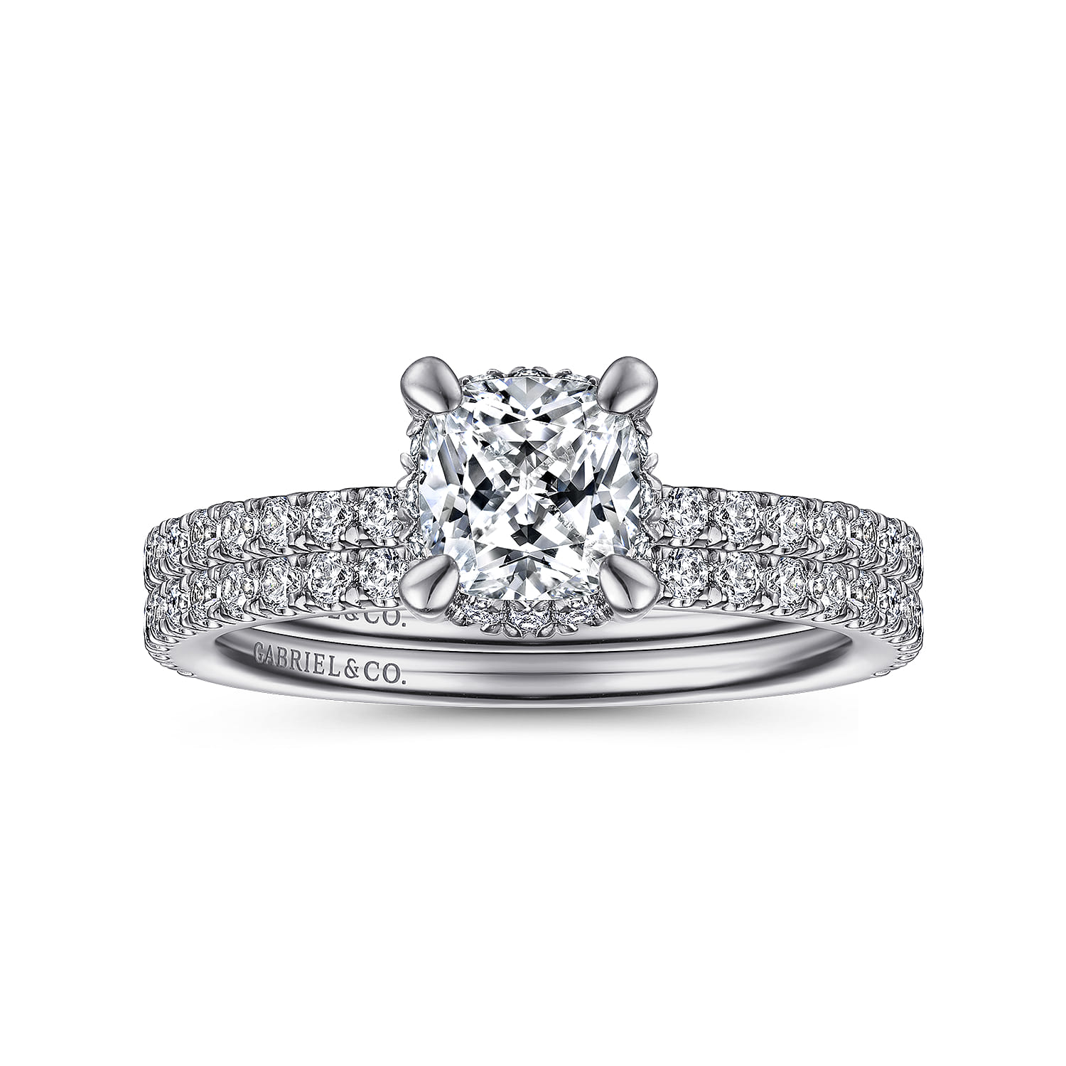 Hart - Platinum Cushion Hidden Halo Diamond Engagement Ring - 0.25 ct - Shot 4