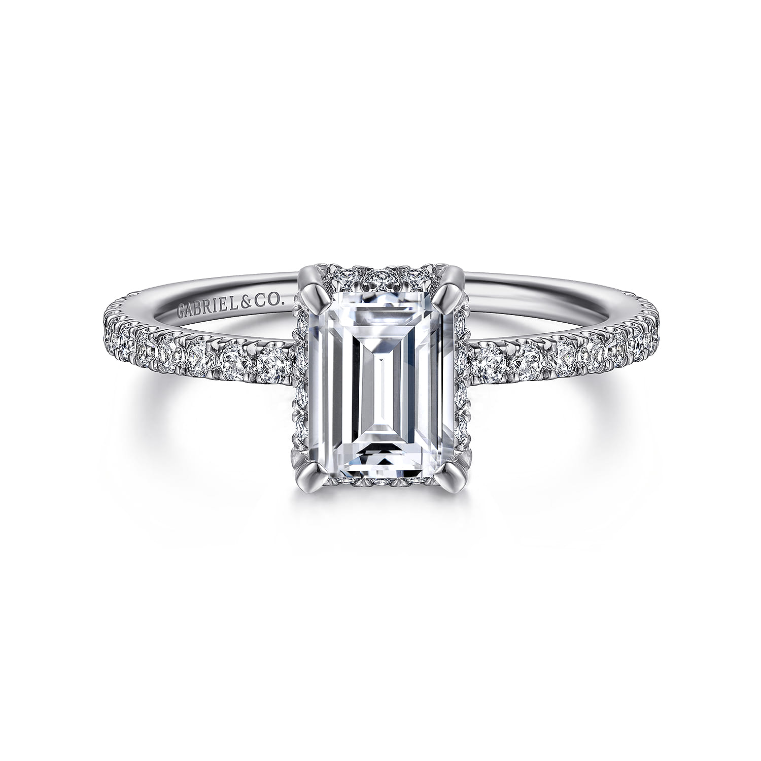 Hart - Platinum Hidden Halo Emerald Cut Diamond Engagement Ring - 0.27 ct - Shot 1