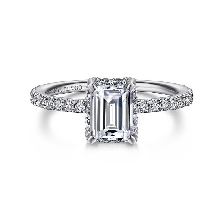 Hart - Platinum Hidden Halo Emerald Cut Diamond Engagement Ring - 0.27 ct - Shot 1