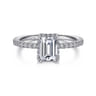 Hart - Platinum Hidden Halo Emerald Cut Diamond Engagement Ring - 0.27 ct