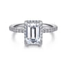 Hart - Platinum Hidden Halo Emerald Cut Diamond Engagement Ring - 0.35 ct