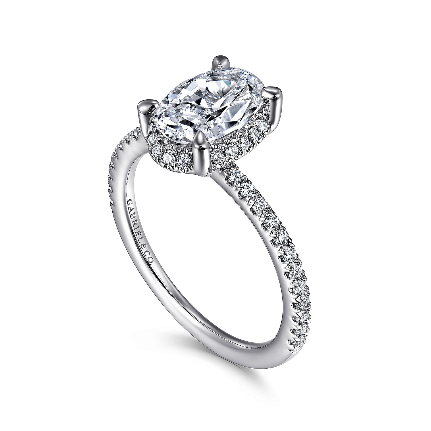 Hart - Hidden Halo Oval Diamond Engagement Ring in Platinum - 0.32 ct - Shot 3