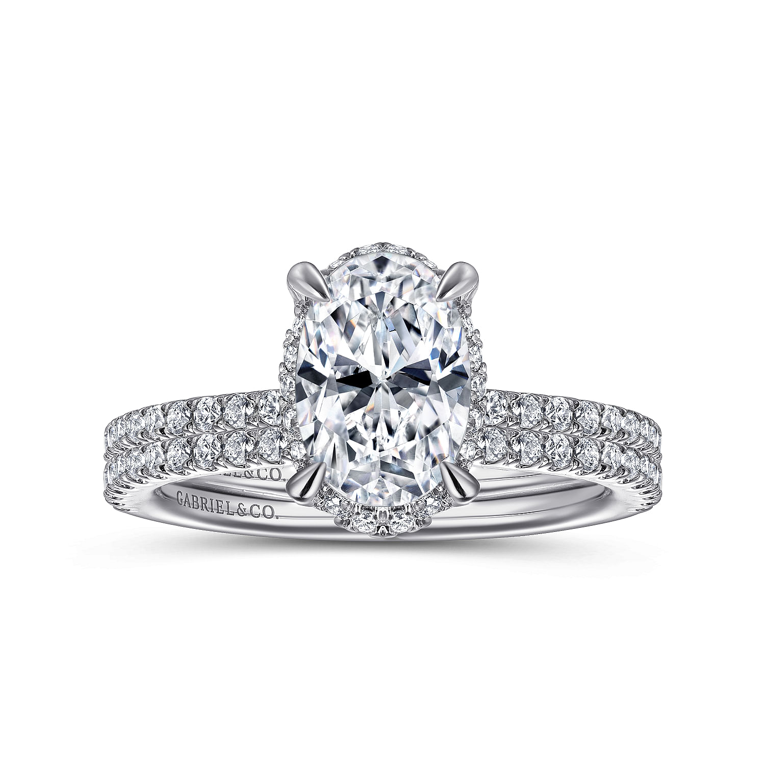 Hart - Hidden Halo Oval Diamond Engagement Ring in Platinum - 0.32 ct - Shot 4