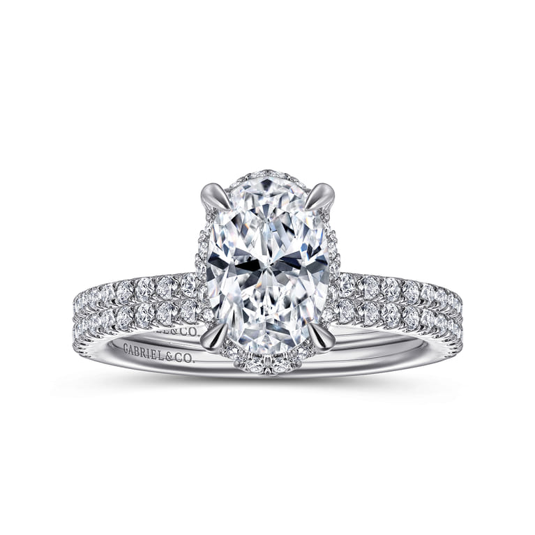 Hart - Platinum Hidden Halo Oval Diamond Engagement Ring - 0.32 ct - Shot 4