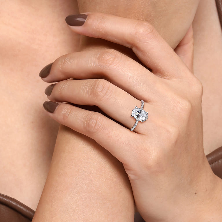 Hart - Platinum Hidden Halo Oval Diamond Engagement Ring - 0.32 ct - Shot 6