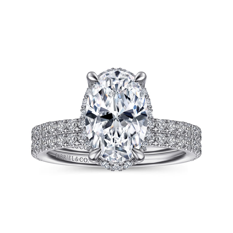 Hart - Platinum Hidden Halo Oval Diamond Engagement Ring - 0.4 ct - Shot 4