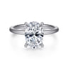 Cari - Platinum Hidden Halo Oval Diamond Engagement Ring - 0.05 ct