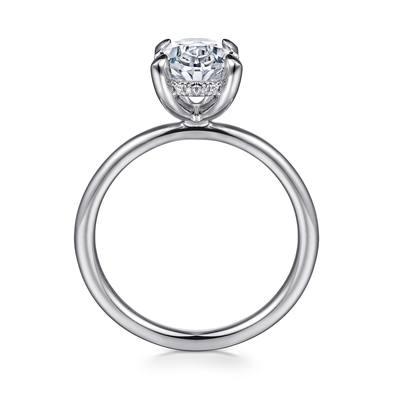 Cari - Platinum Hidden Halo Oval Diamond Engagement Ring - 0.05 ct - Shot 2