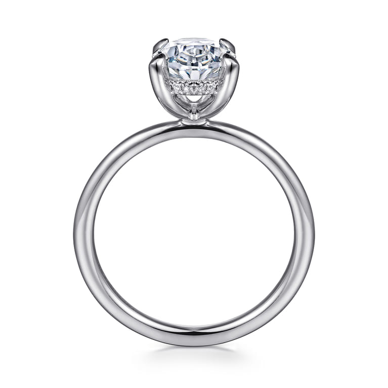 Cari - Platinum Hidden Halo Oval Diamond Engagement Ring - 0.05 ct - Shot 2