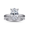 Cari - Platinum Hidden Halo Oval Diamond Engagement Ring - 0.05 ct