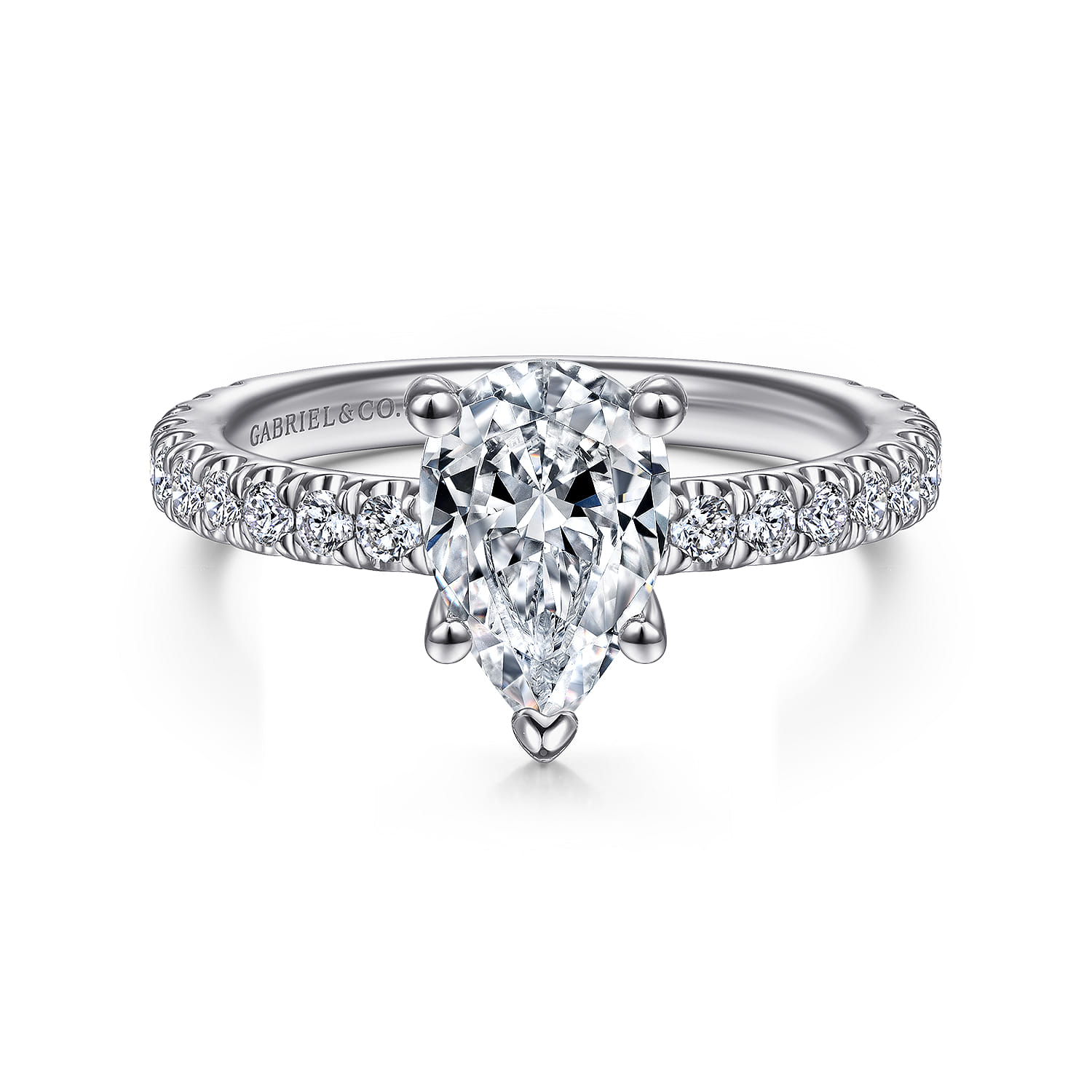 Alina - Platinum Hidden Halo Pear Shape Diamond Engagement Ring - 0.51 ct - Shot 1