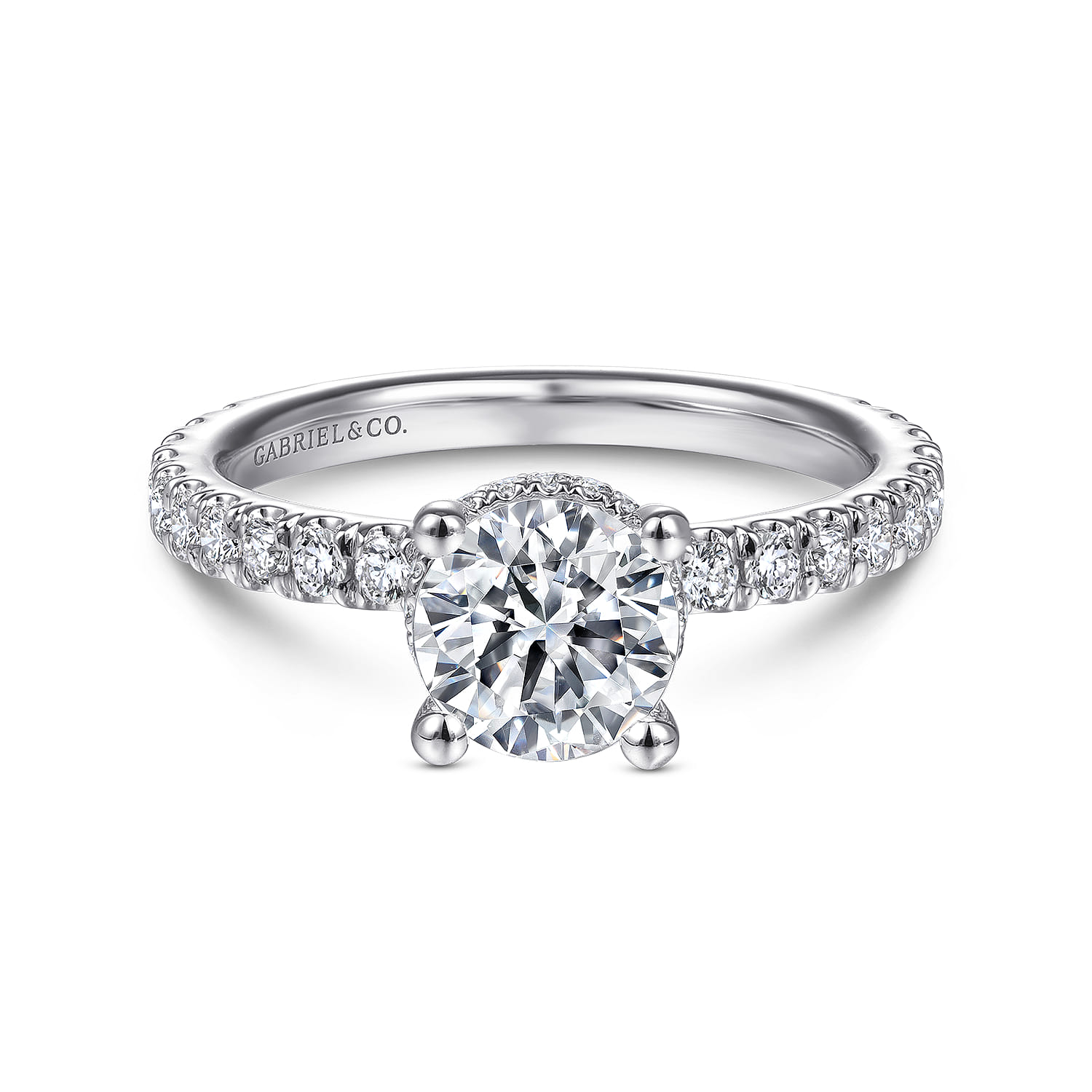 Alina - Platinum Hidden Halo Round Diamond Engagement Ring - 0.51 ct - Shot 1