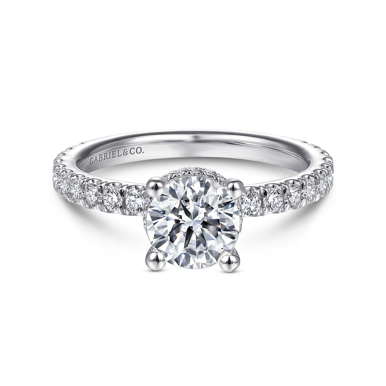 Alina - Platinum Hidden Halo Round Diamond Engagement Ring - 0.51 ct - Shot 1