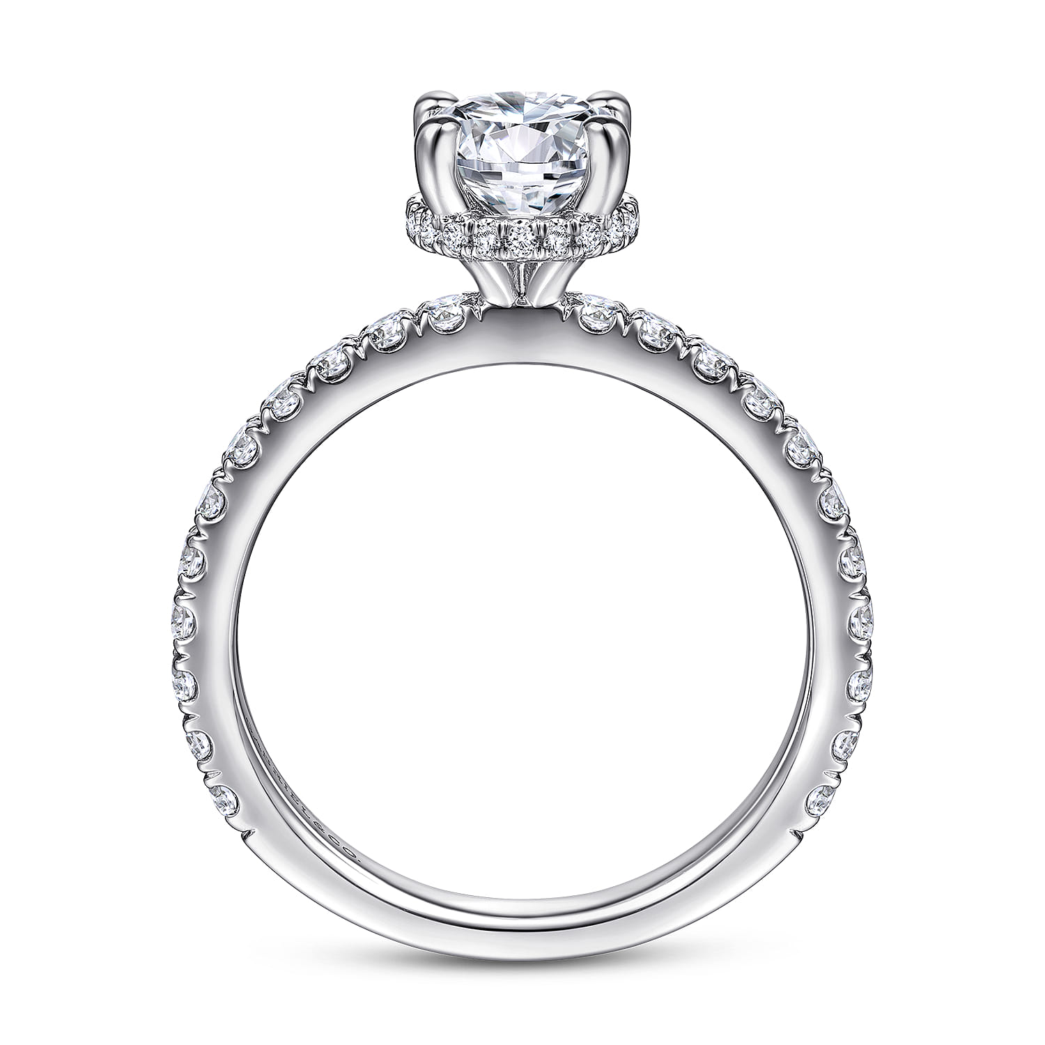 Alina - Platinum Hidden Halo Round Diamond Engagement Ring - 0.51 ct - Shot 2