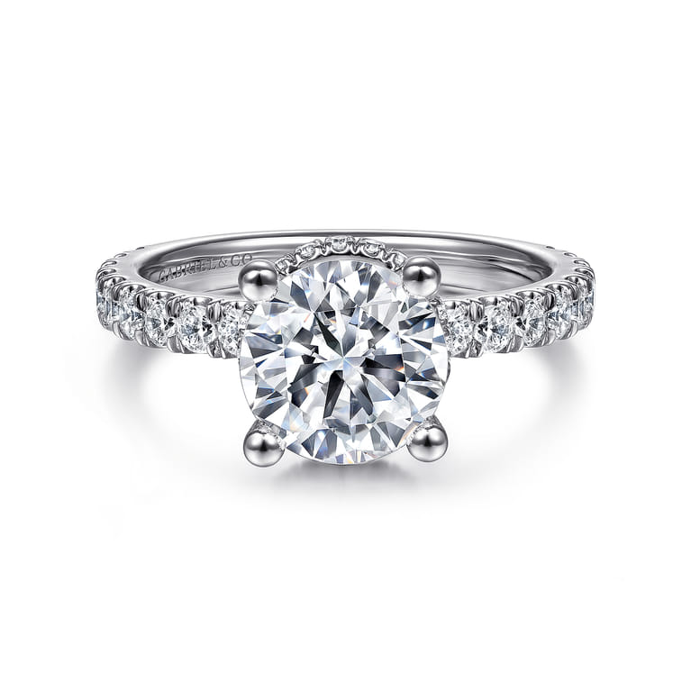 Alina - Platinum Hidden Halo Round Diamond Engagement Ring - 0.68 ct - Shot 1