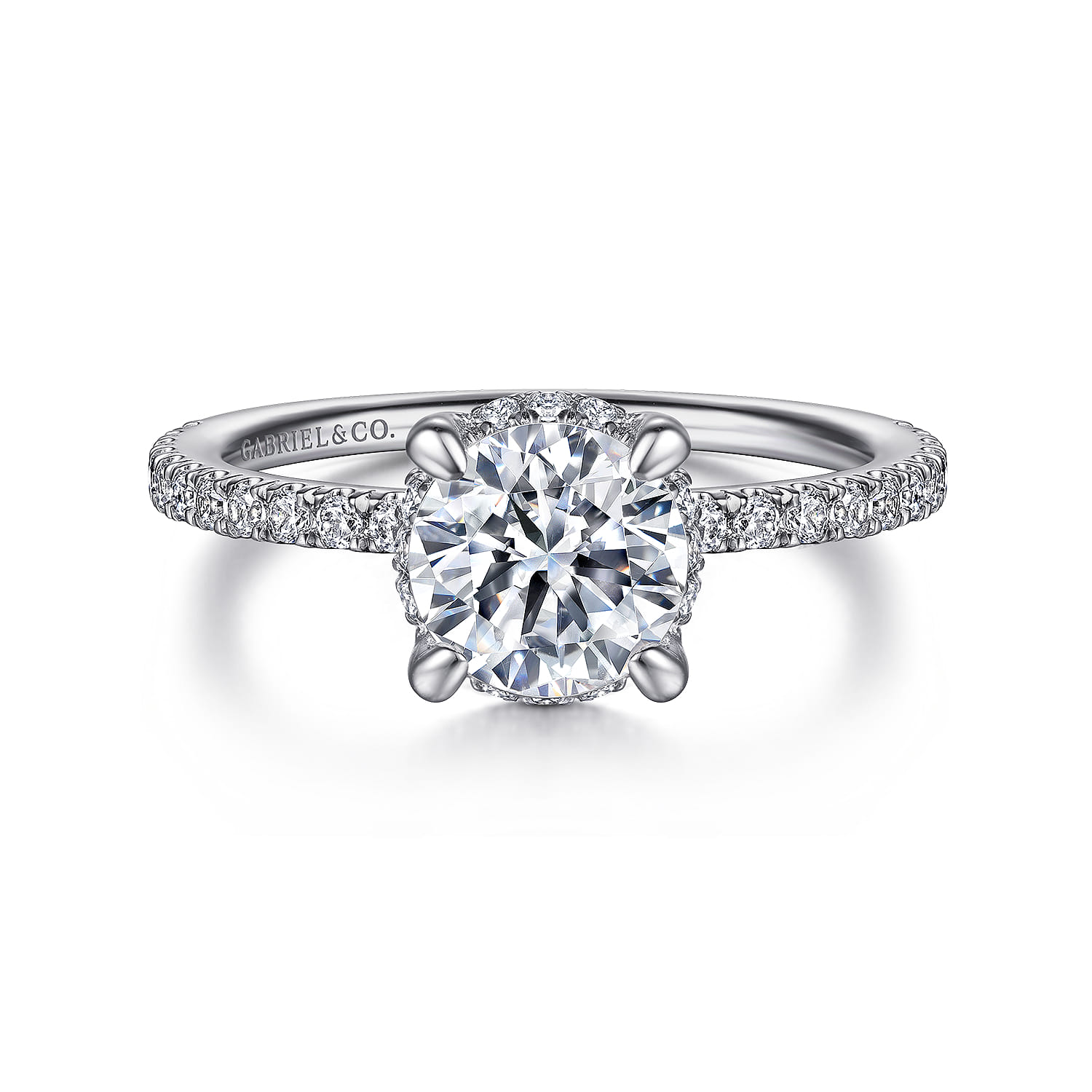Hart - Platinum Hidden Halo Round Diamond Engagement Ring - 0.25 ct - Shot 1