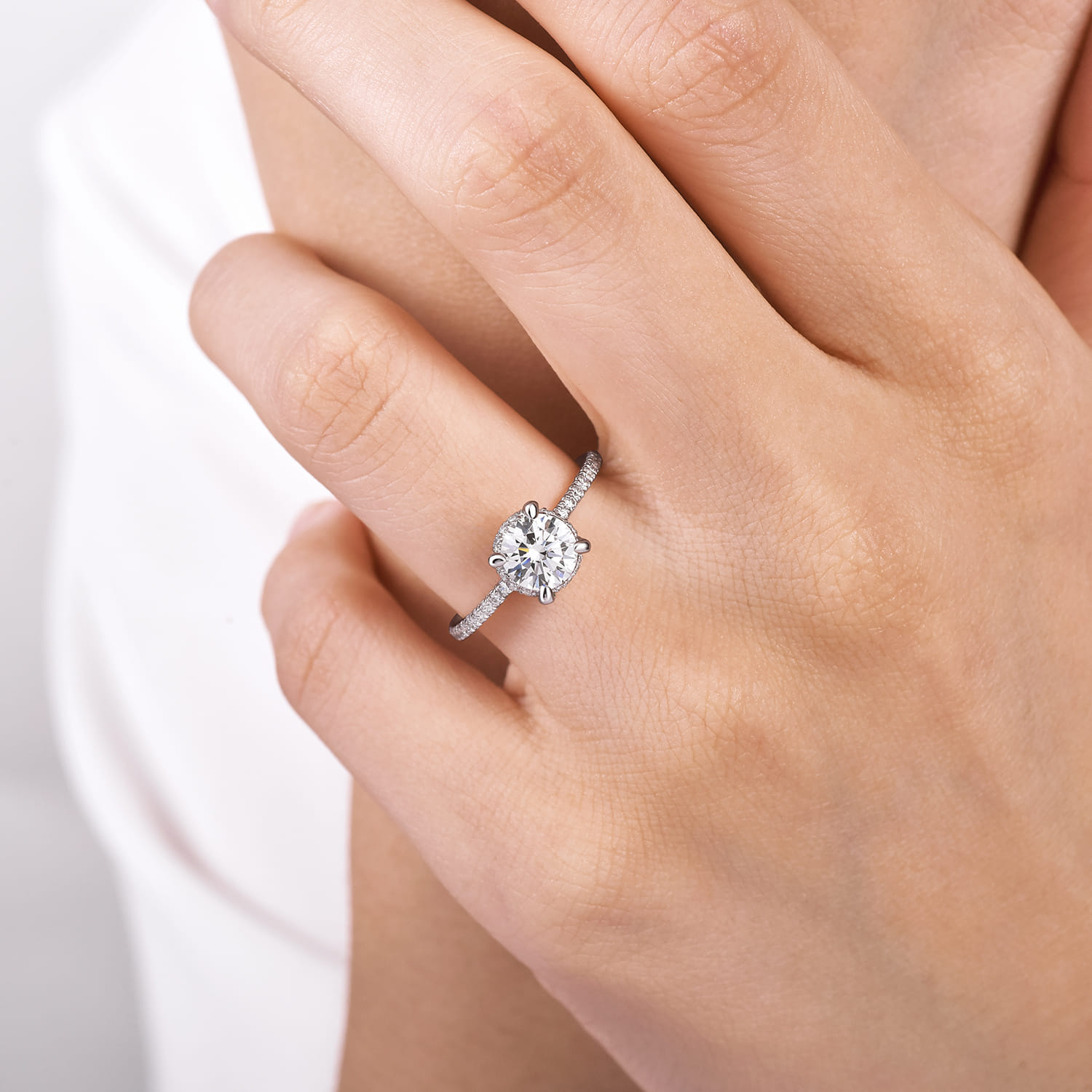 Hart - Platinum Hidden Halo Round Diamond Engagement Ring - 0.25 ct - Shot 6