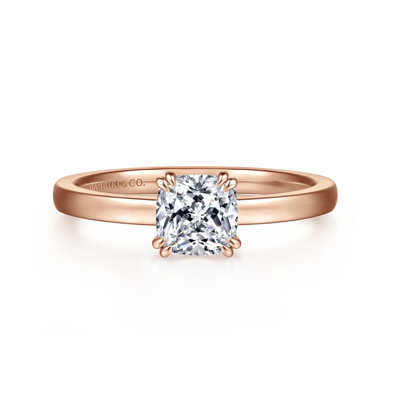 Paula - 14K Rose Gold Cushion Cut Diamond Engagement Ring - Shot 1