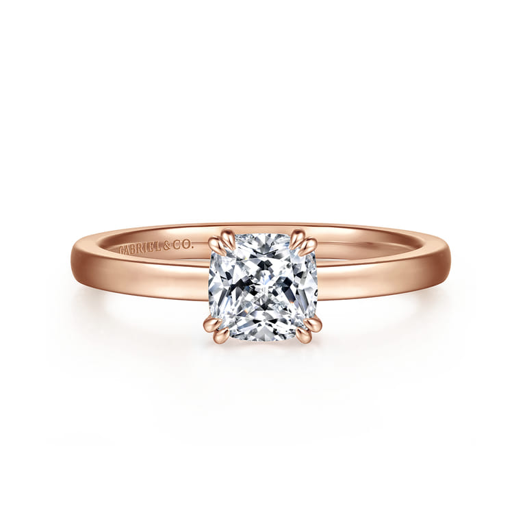 Paula - 14K Rose Gold Cushion Cut Diamond Engagement Ring - Shot 1