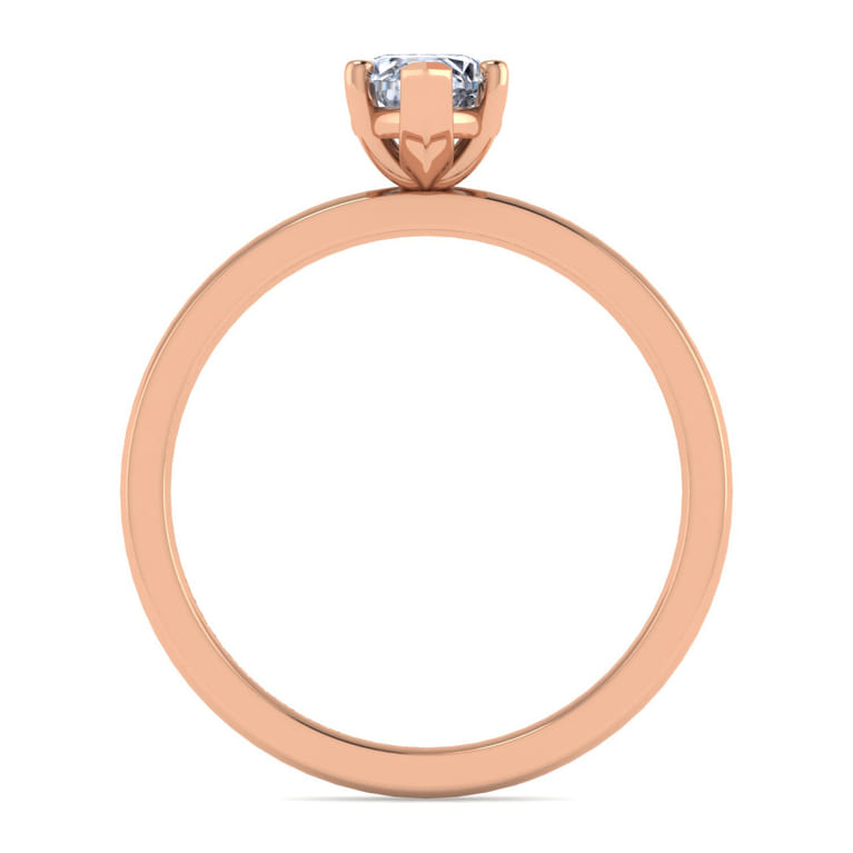 Paula - 14K Rose Gold Marquise Shape Diamond Engagement Ring - Shot 2