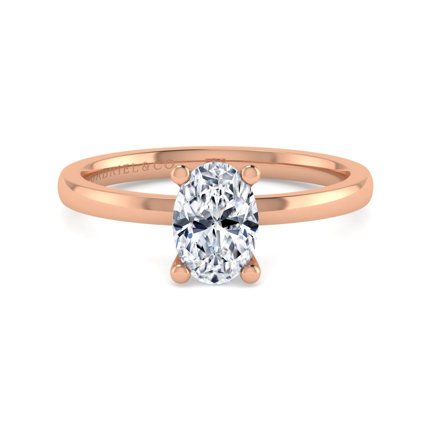 Paula - 14K Rose Gold Oval Diamond Engagement Ring - Shot 1