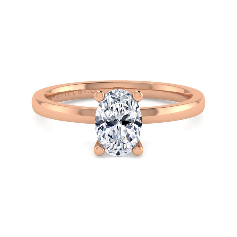 Paula - 14K Rose Gold Oval Diamond Engagement Ring - Shot 1