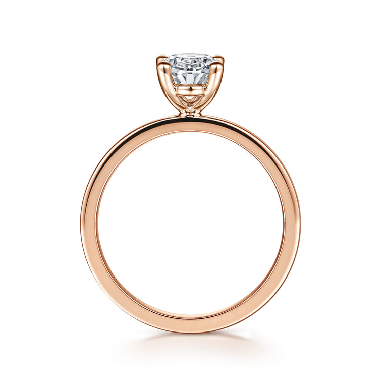 Paula - 14K Rose Gold Oval Diamond Engagement Ring - Shot 2