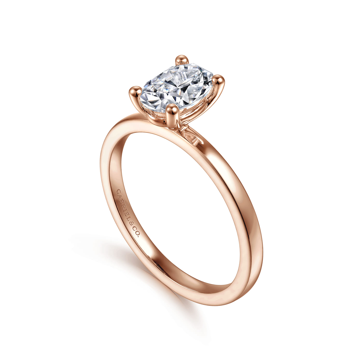 Paula - 14K Rose Gold Oval Diamond Engagement Ring - Shot 3