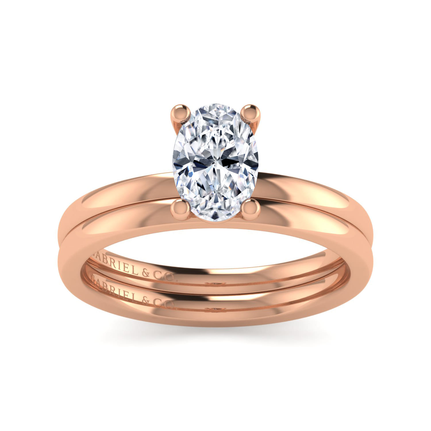 Paula - 14K Rose Gold Oval Diamond Engagement Ring - Shot 4