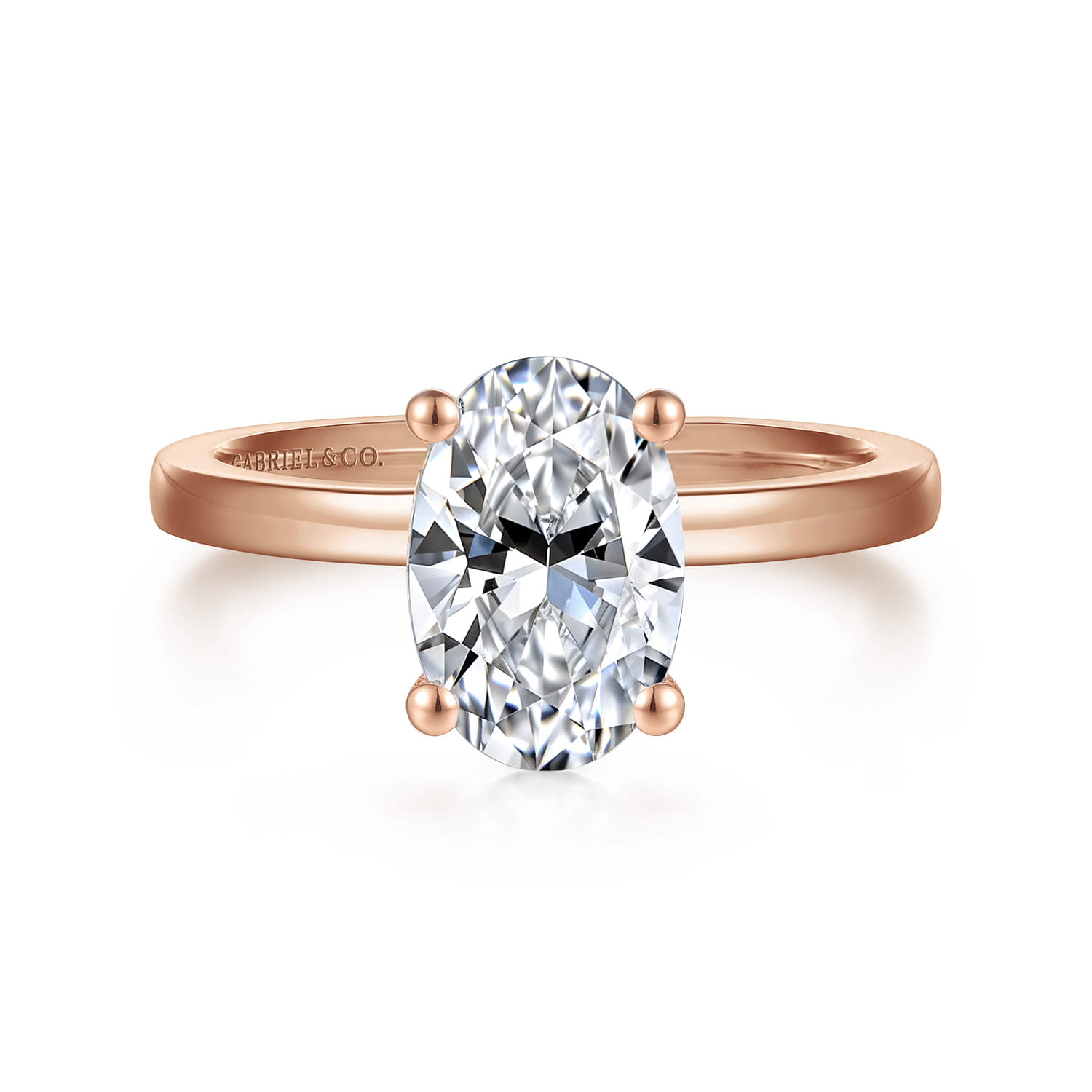 Paula - 14K Rose Gold Oval Diamond Engagement Ring - Shot 1