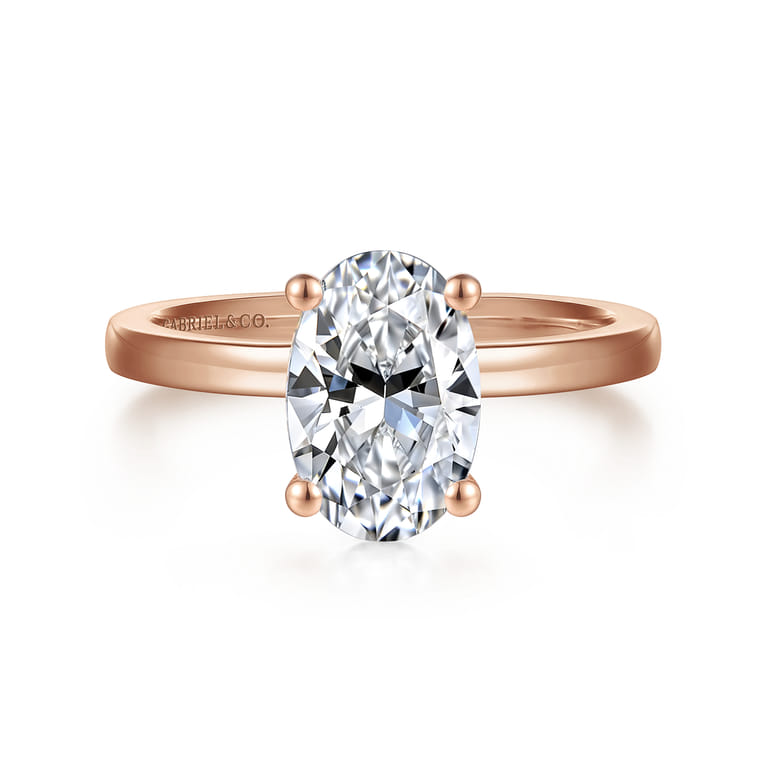 Paula - 14K Rose Gold Oval Diamond Engagement Ring - Shot 1