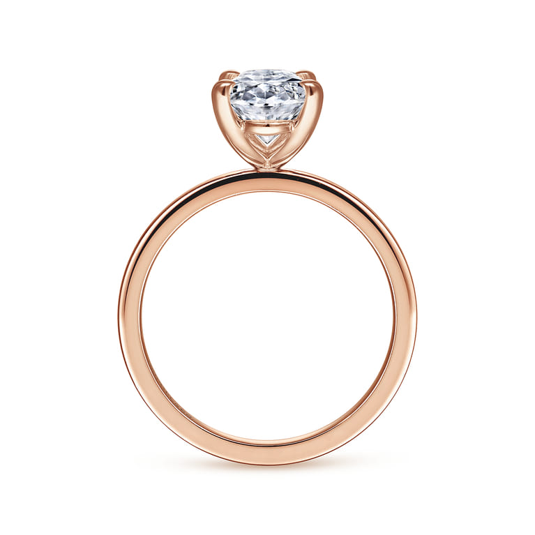 Paula - 14K Rose Gold Oval Diamond Engagement Ring - Shot 2